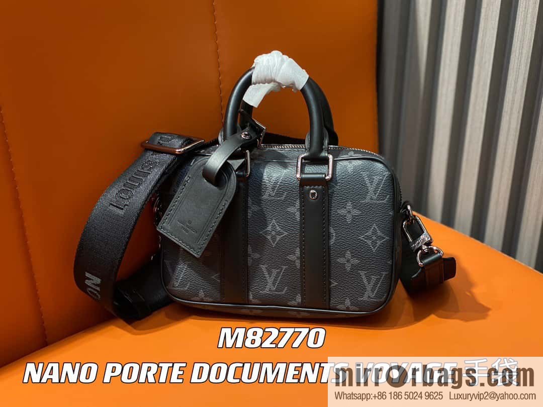 [Boutique‑grade] M82770 black flower mini men's bag briefcase series NANO PORTE DOCUMENTS VOYAGE handbag