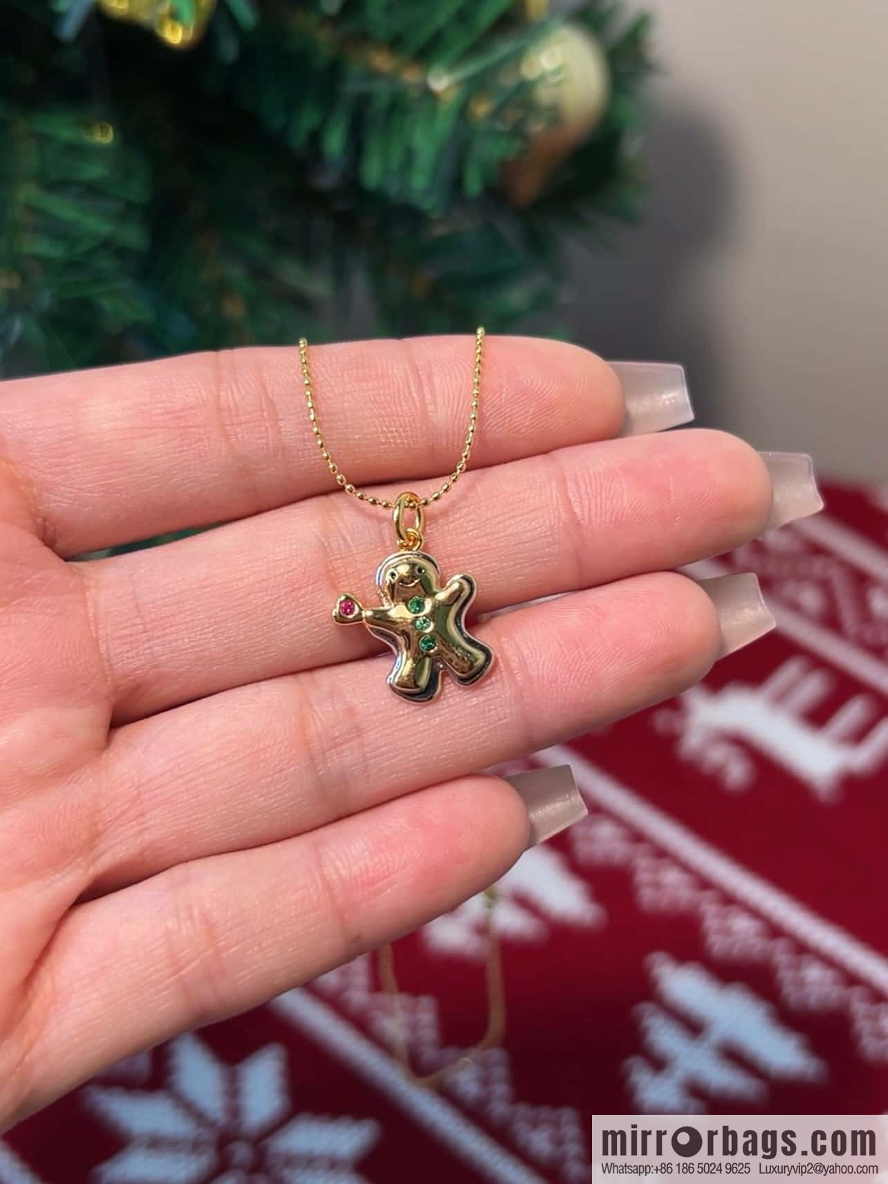 🎄Christmas gift 🎁 new ☑️ AHKAH bell 🔔 Christmas tree 🎄 gingerbread man necklace