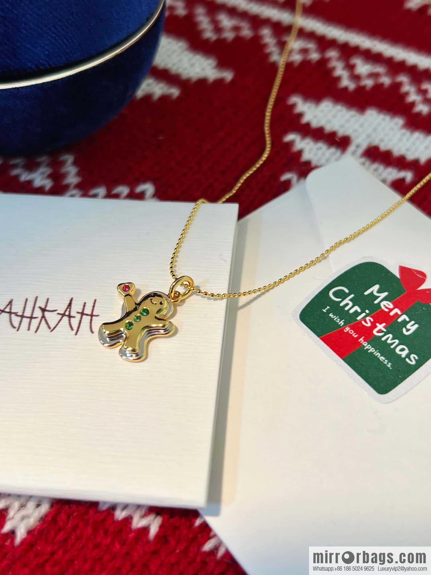 🎄Christmas gift 🎁 new ☑️ AHKAH bell 🔔 Christmas tree 🎄 gingerbread man necklace