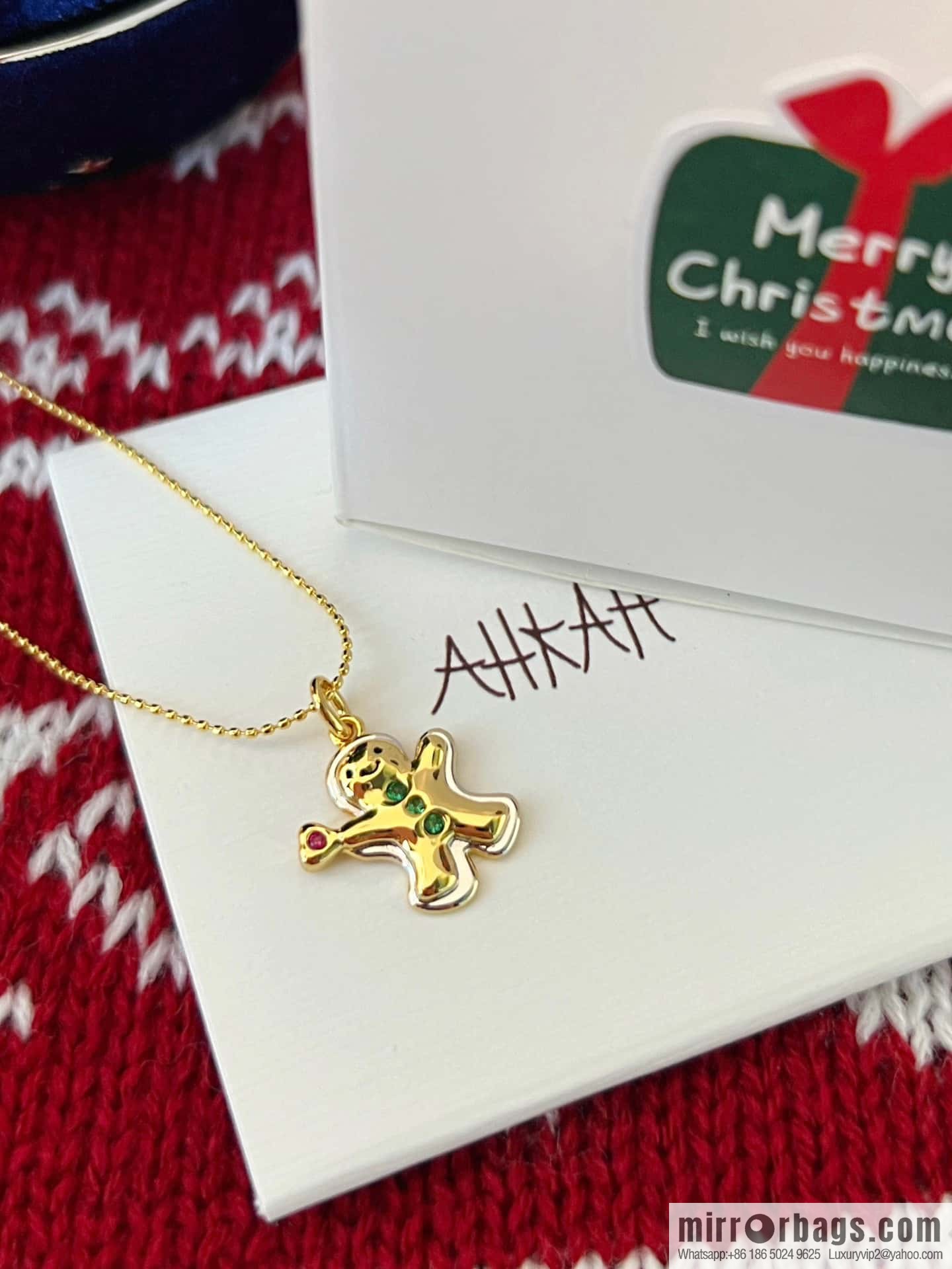 🎄Christmas gift 🎁 new ☑️ AHKAH bell 🔔 Christmas tree 🎄 gingerbread man necklace