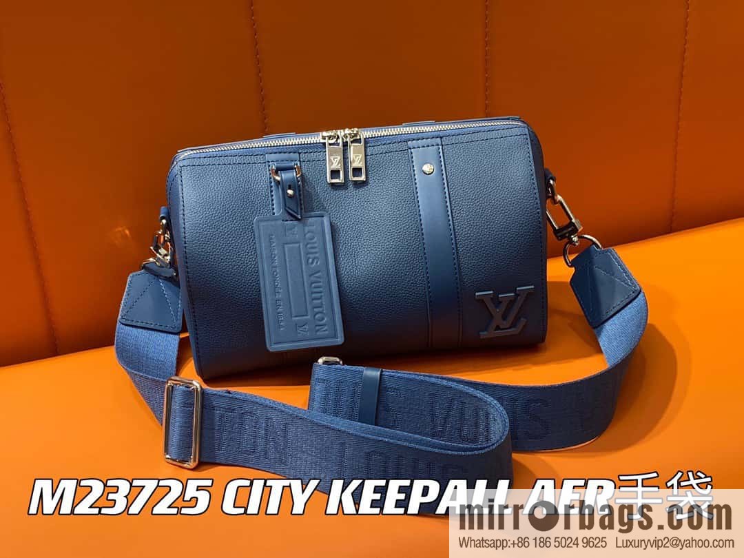[Boutique‑grade] M23725 dark blue, full leather men's bag pillow bag series CITY KEEPALL AER handbag M22486 57082 M23725 City Keepall handbag