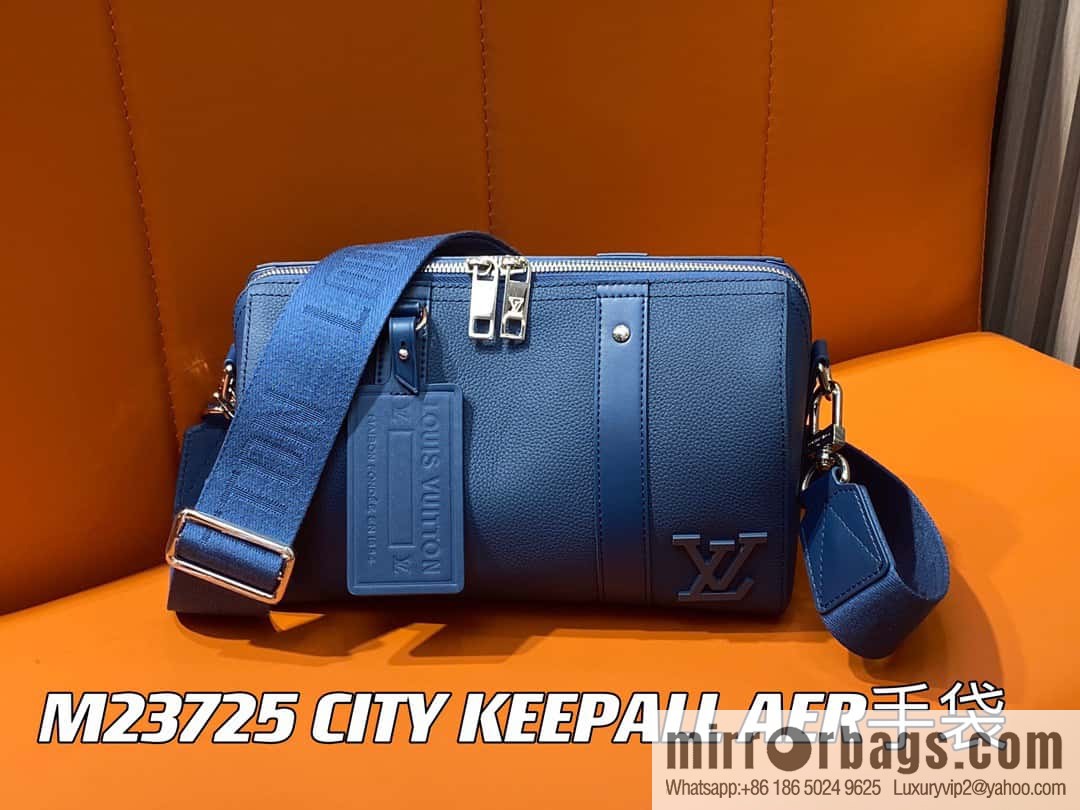 [Boutique‑grade] M23725 dark blue, full leather men's bag pillow bag series CITY KEEPALL AER handbag M22486 57082 M23725 City Keepall handbag