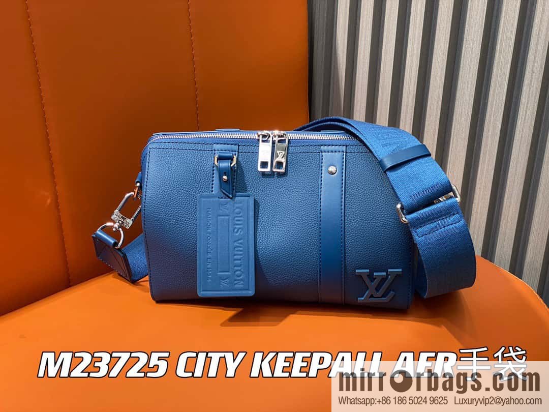 [Boutique‑grade] M23725 dark blue, full leather men's bag pillow bag series CITY KEEPALL AER handbag M22486 57082 M23725 City Keepall handbag