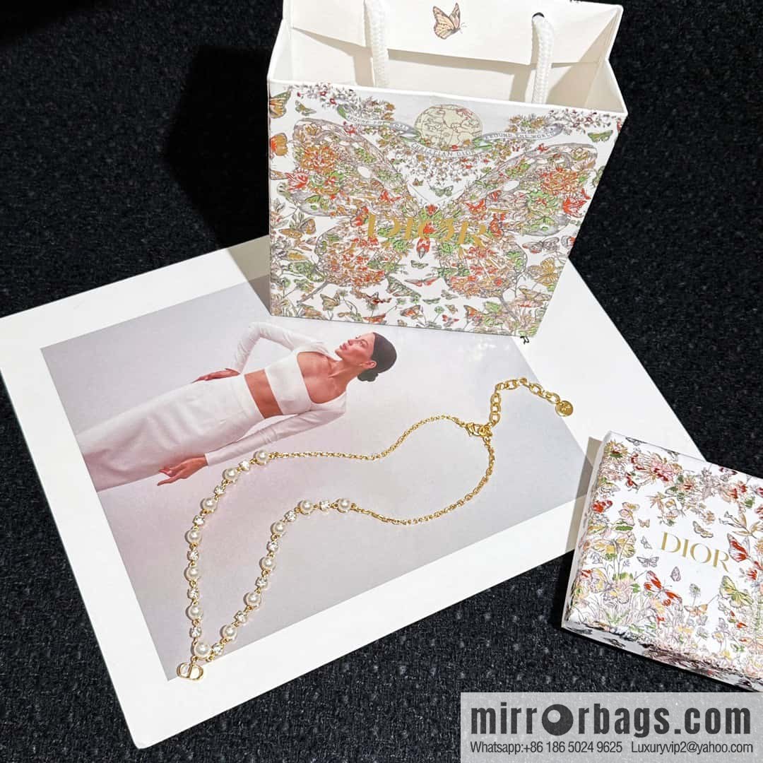 New ☑️ Dior full diamond CD pearl necklace