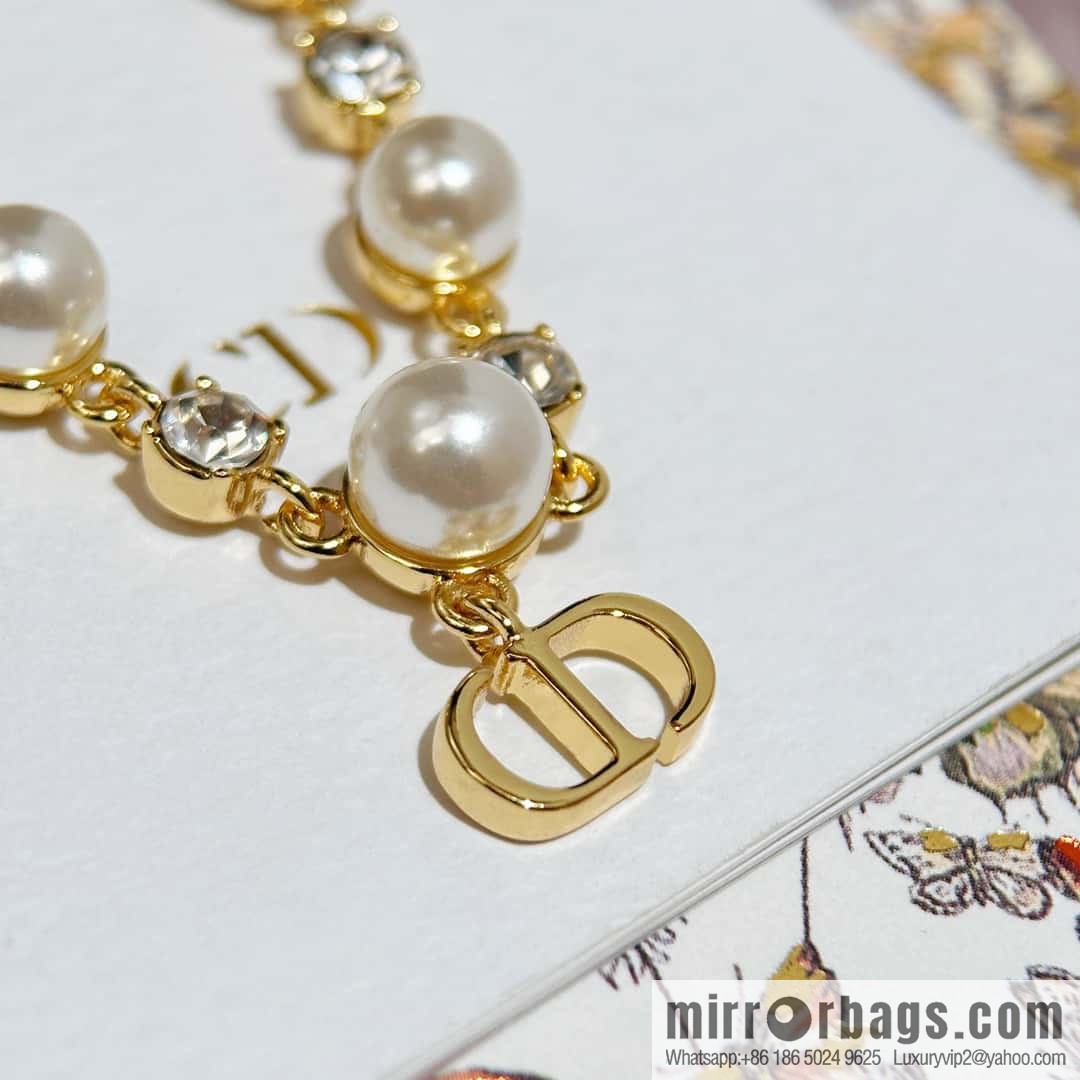 New ☑️ Dior full diamond CD pearl necklace
