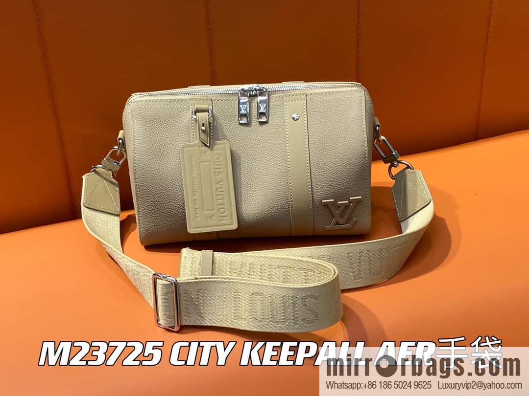 [Boutique‑grade] M23725 apricot, full leather men's bag pillow bag series CITY KEEPALL AER handbag M22486 57082 M23725 City Keepall handbag
