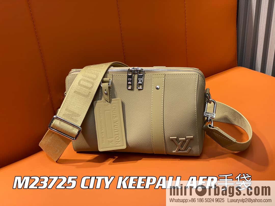 [Boutique‑grade] M23725 apricot, full leather men's bag pillow bag series CITY KEEPALL AER handbag M22486 57082 M23725 City Keepall handbag