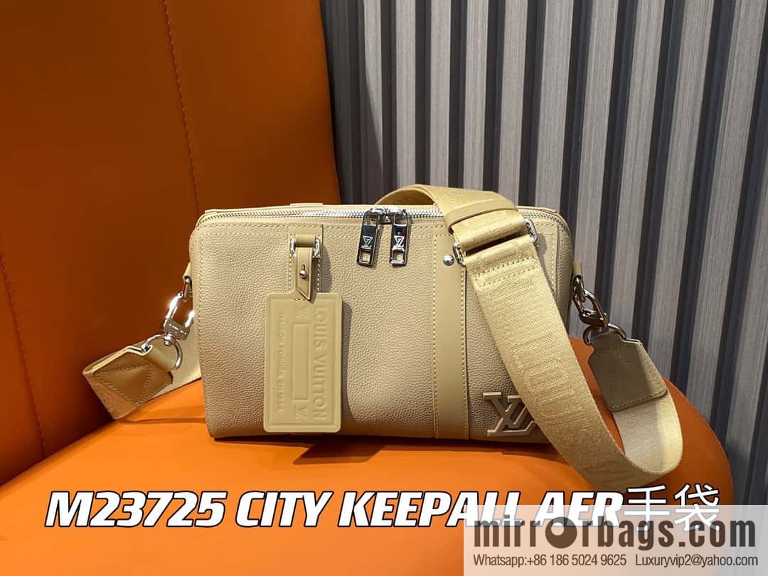 [Boutique‑grade] M23725 apricot, full leather men's bag pillow bag series CITY KEEPALL AER handbag M22486 57082 M23725 City Keepall handbag