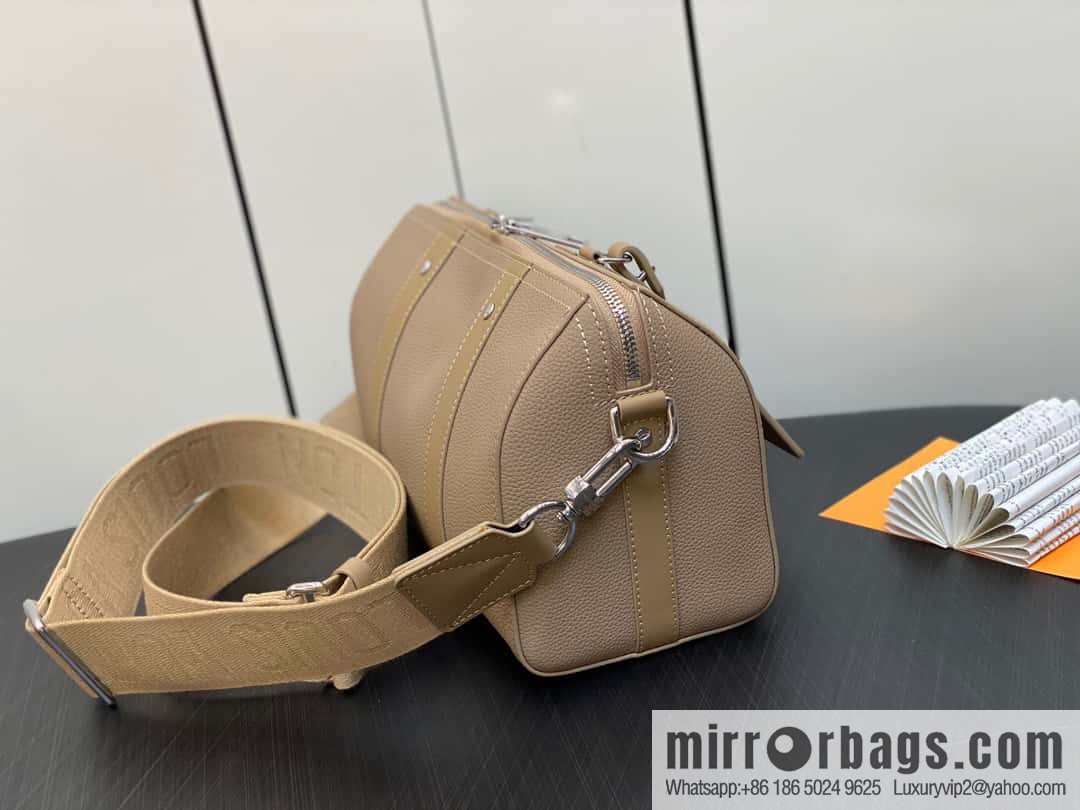 [Boutique‑grade] M23725 apricot, full leather men's bag pillow bag series CITY KEEPALL AER handbag M22486 57082 M23725 City Keepall handbag