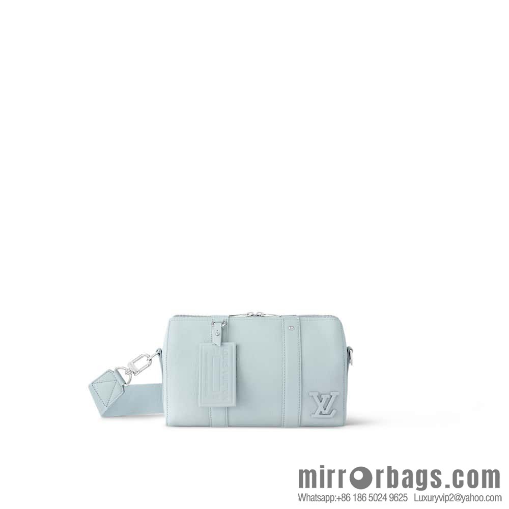 [Boutique‑grade] M23725 light blue, full leather men's bag pillow bag series CITY KEEPALL AER handbag M22486 57082 M23725 City Keepall handbag