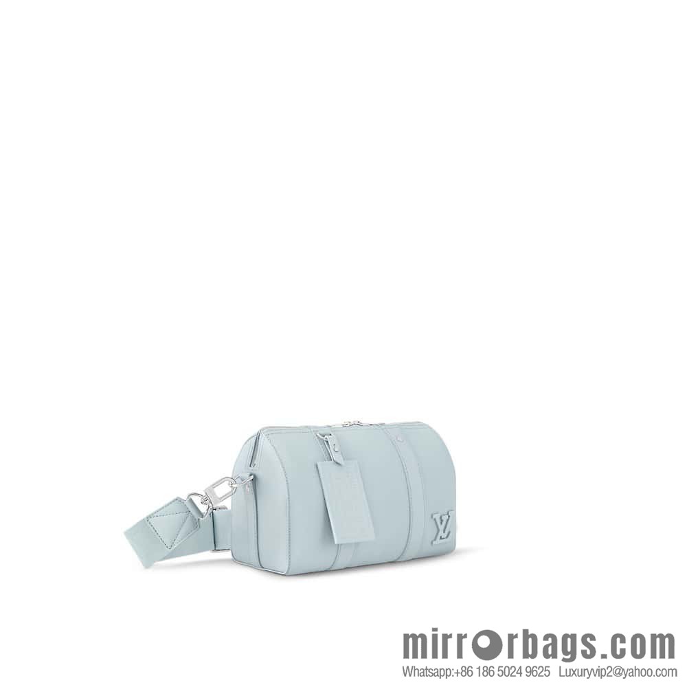 [Boutique‑grade] M23725 light blue, full leather men's bag pillow bag series CITY KEEPALL AER handbag M22486 57082 M23725 City Keepall handbag