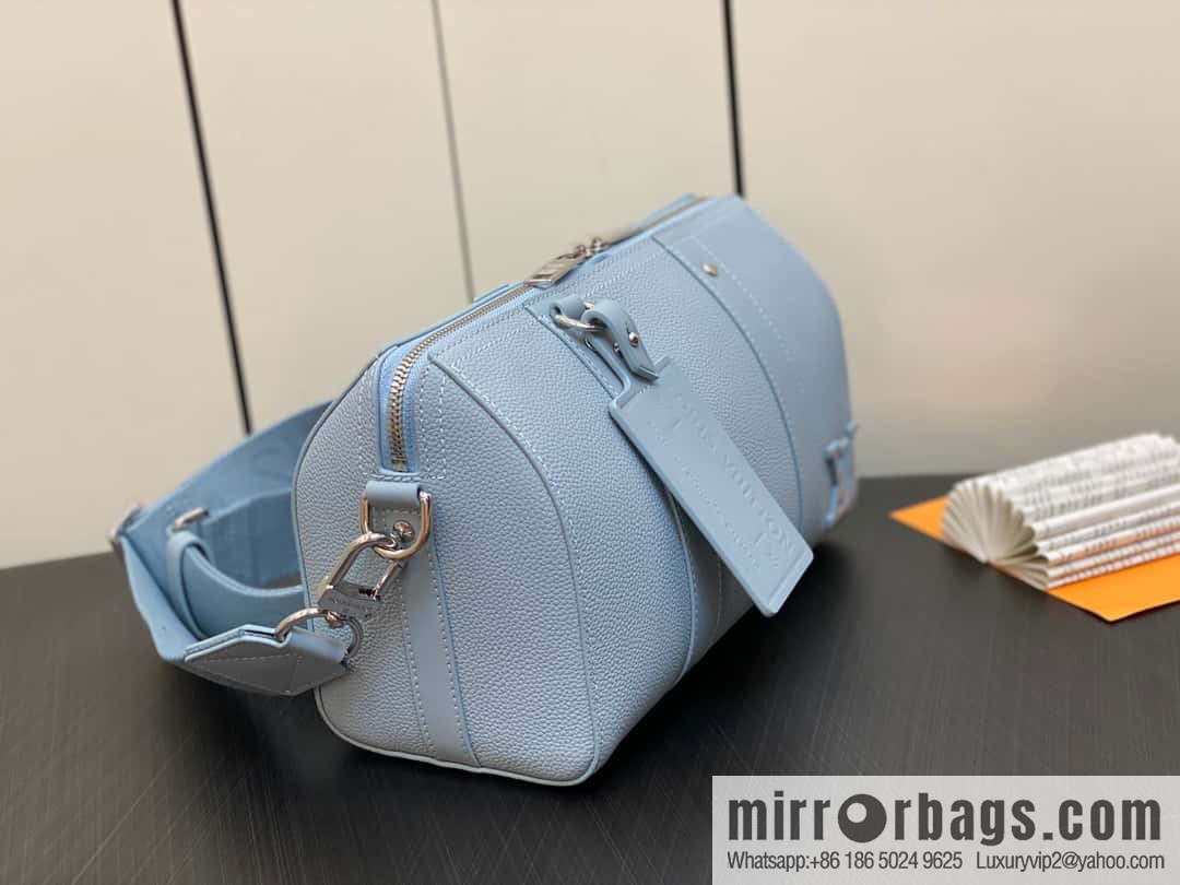 [Boutique‑grade] M23725 light blue, full leather men's bag pillow bag series CITY KEEPALL AER handbag M22486 57082 M23725 City Keepall handbag