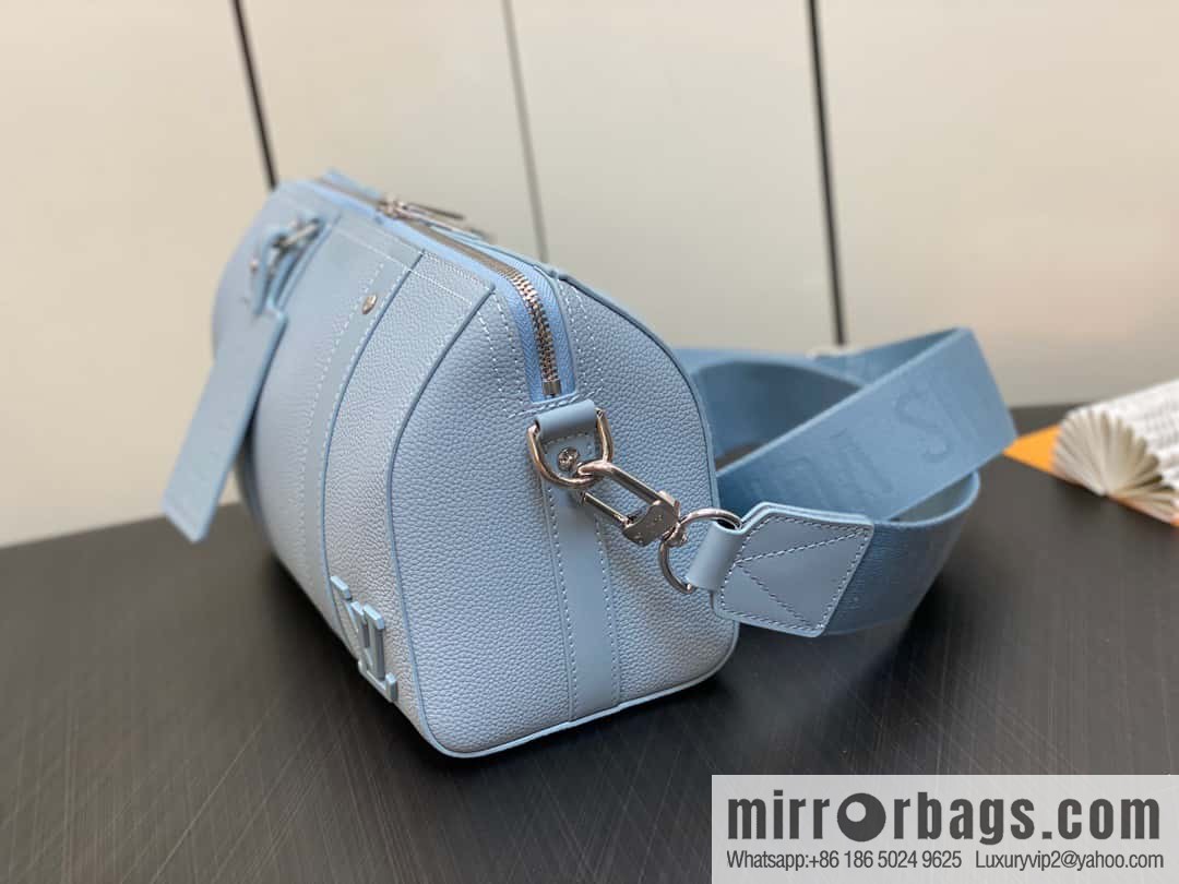[Boutique‑grade] M23725 light blue, full leather men's bag pillow bag series CITY KEEPALL AER handbag M22486 57082 M23725 City Keepall handbag