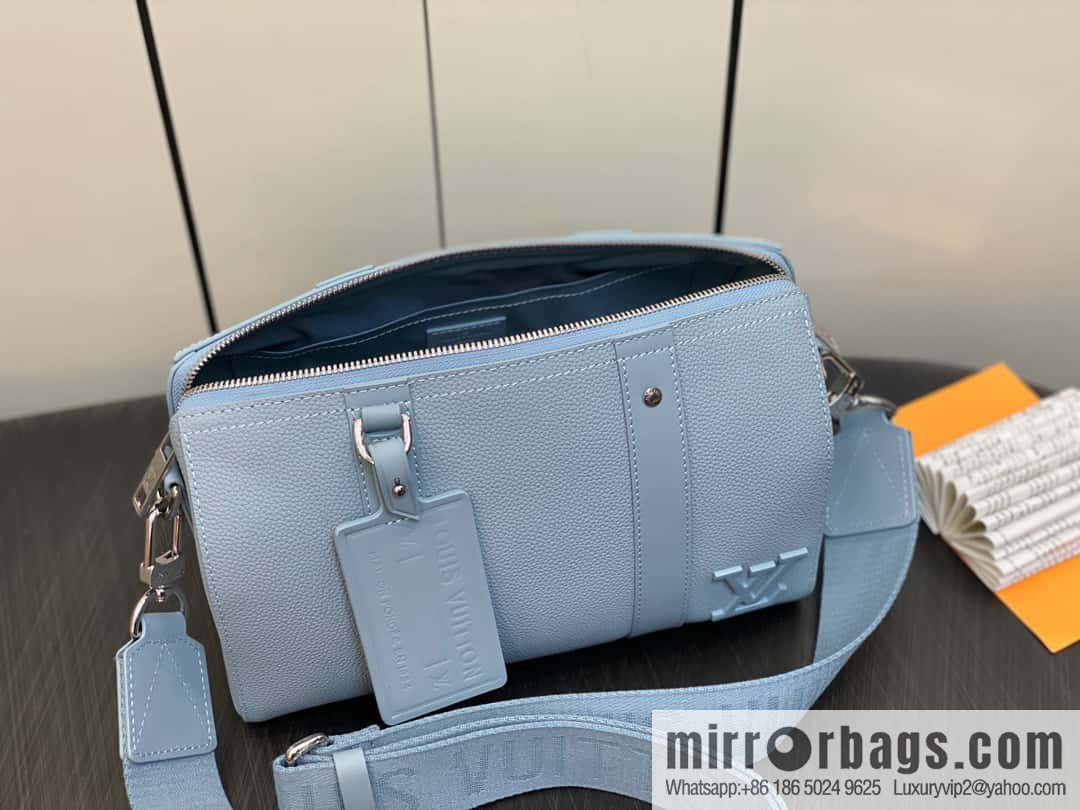 [Boutique‑grade] M23725 light blue, full leather men's bag pillow bag series CITY KEEPALL AER handbag M22486 57082 M23725 City Keepall handbag