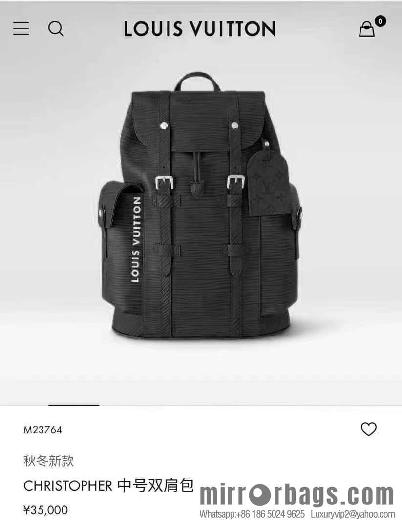 [Premium‑quality] M23764 black letters, full leather epi backpack series Christopher medium backpack M41709