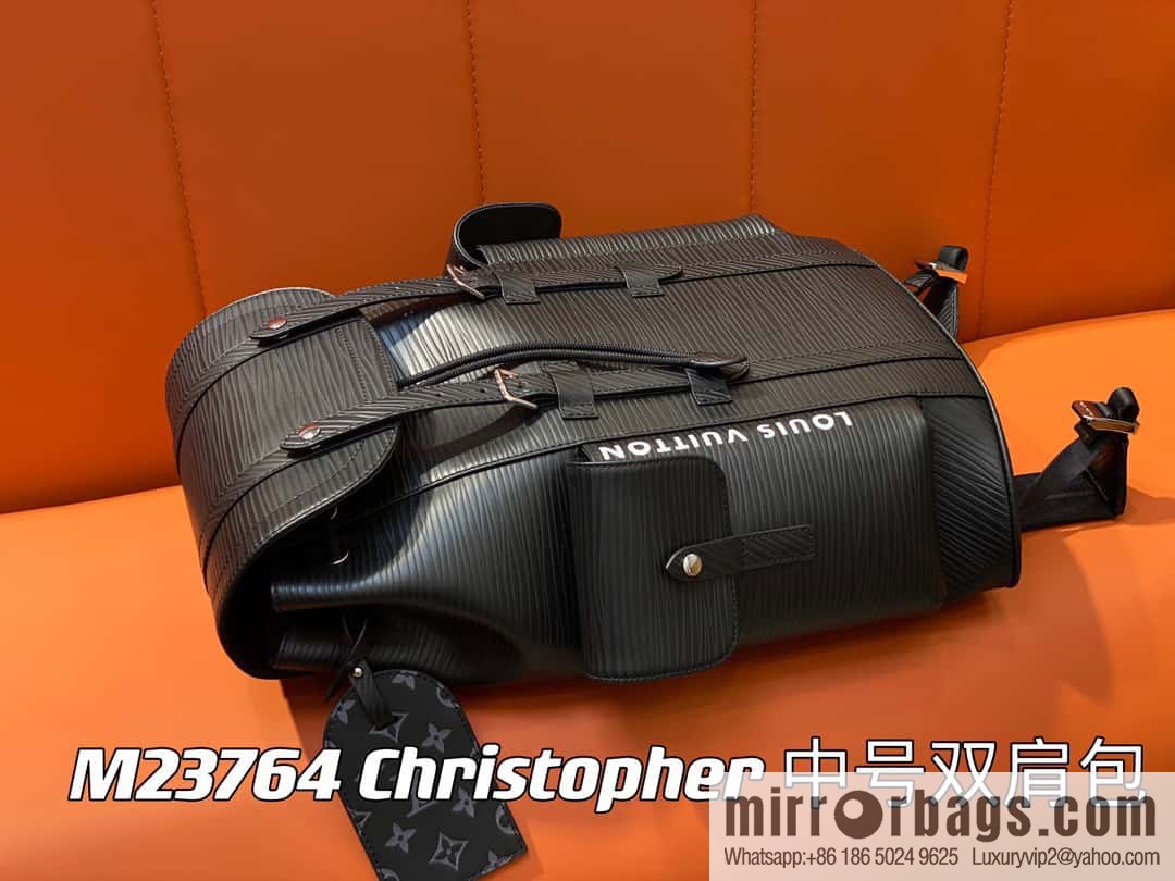 [Premium‑quality] M23764 black letters, full leather epi backpack series Christopher medium backpack M41709