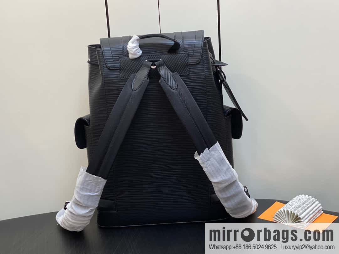 [Premium‑quality] M23764 black letters, full leather epi backpack series Christopher medium backpack M41709