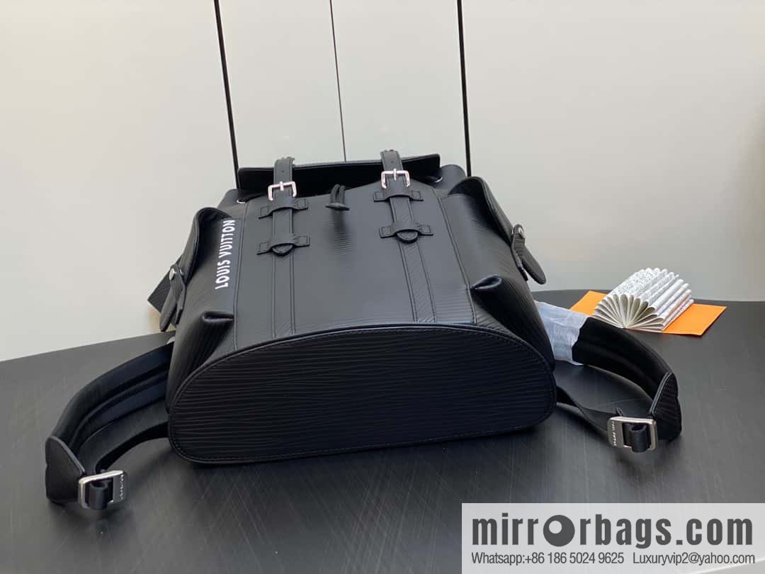 [Premium‑quality] M23764 black letters, full leather epi backpack series Christopher medium backpack M41709