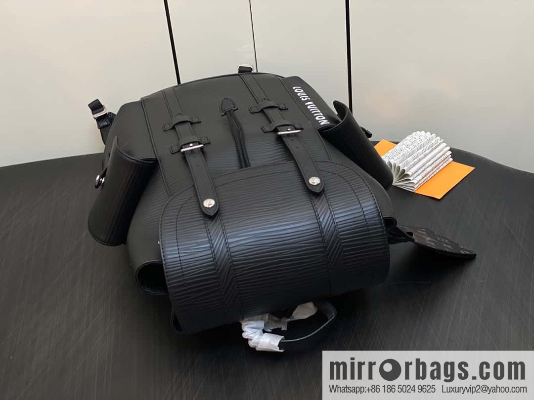 [Premium‑quality] M23764 black letters, full leather epi backpack series Christopher medium backpack M41709