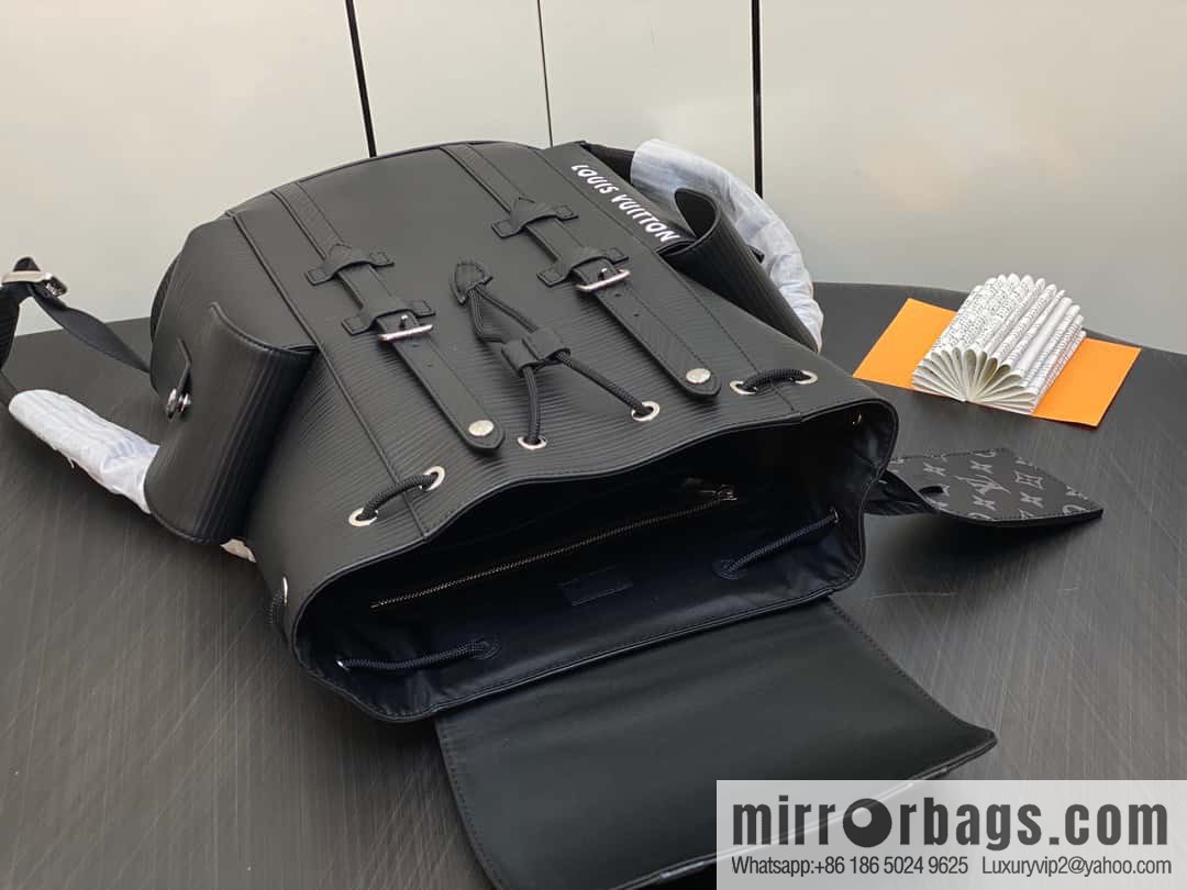 [Premium‑quality] M23764 black letters, full leather epi backpack series Christopher medium backpack M41709
