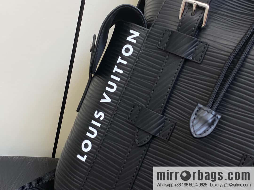 [Premium‑quality] M23764 black letters, full leather epi backpack series Christopher medium backpack M41709
