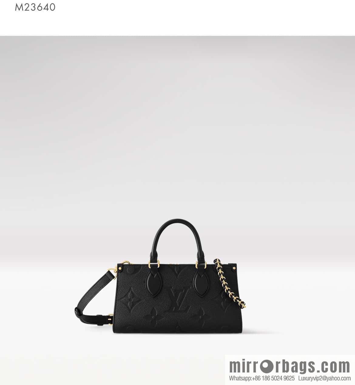 [Premium‑quality] M23640 black full leather embossed square bag series, autumn and winter new ONTHEGO EAST WEST handbag M23698