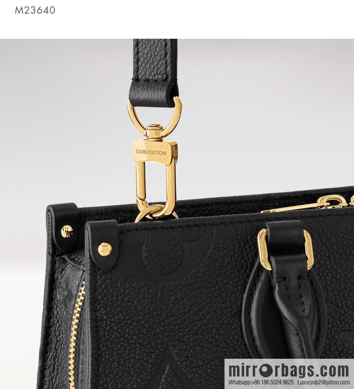 [Premium‑quality] M23640 black full leather embossed square bag series, autumn and winter new ONTHEGO EAST WEST handbag M23698