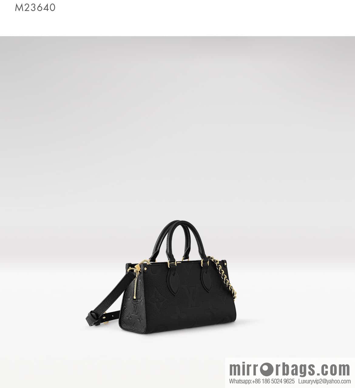 [Premium‑quality] M23640 black full leather embossed square bag series, autumn and winter new ONTHEGO EAST WEST handbag M23698