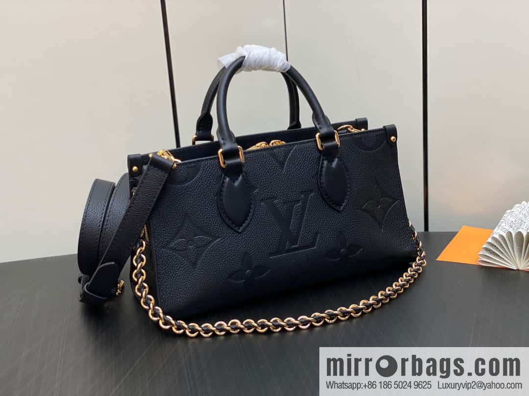 [Premium‑quality] M23640 black full leather embossed square bag series, autumn and winter new ONTHEGO EAST WEST handbag M23698