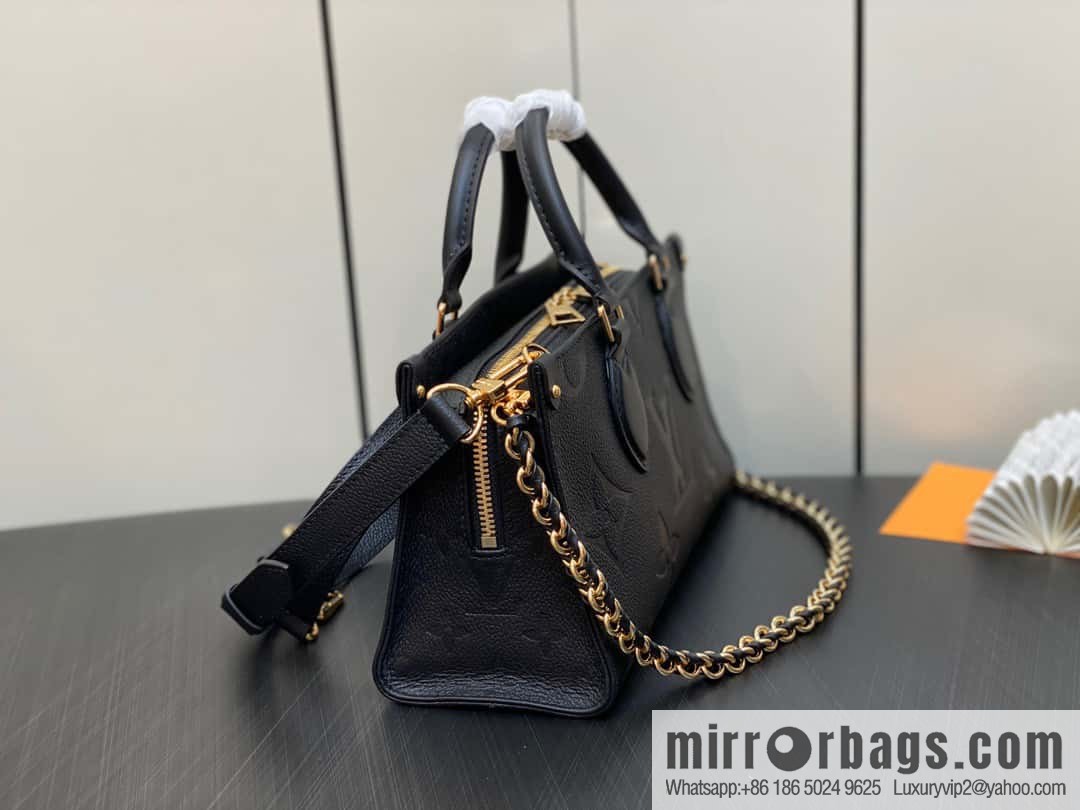 [Premium‑quality] M23640 black full leather embossed square bag series, autumn and winter new ONTHEGO EAST WEST handbag M23698