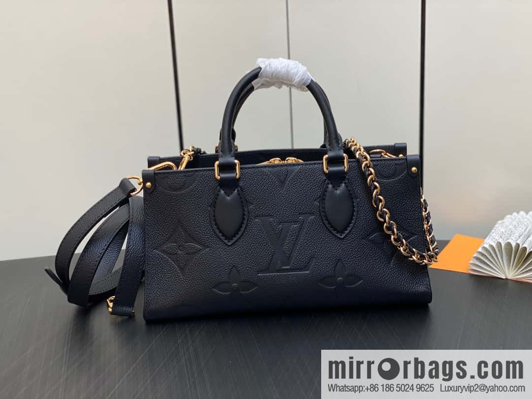 [Premium‑quality] M23640 black full leather embossed square bag series, autumn and winter new ONTHEGO EAST WEST handbag M23698