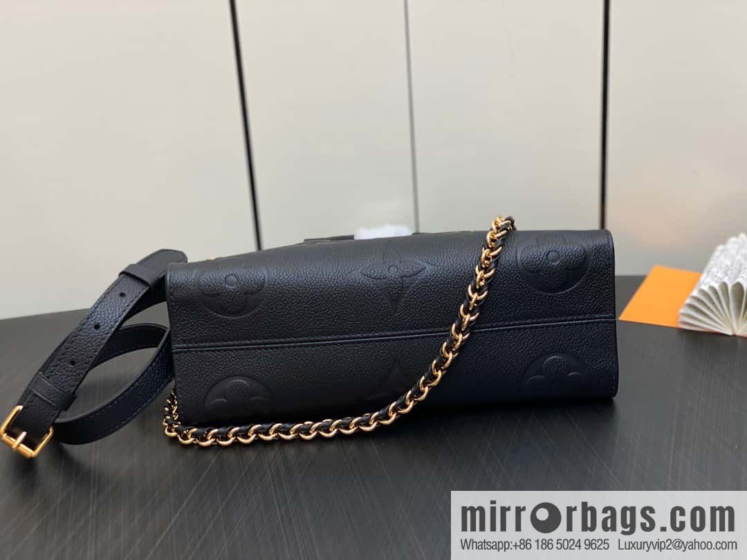 [Premium‑quality] M23640 black full leather embossed square bag series, autumn and winter new ONTHEGO EAST WEST handbag M23698