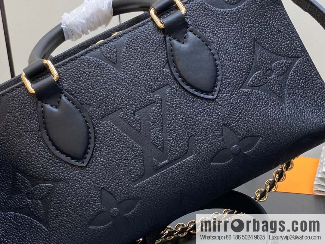 [Premium‑quality] M23640 black full leather embossed square bag series, autumn and winter new ONTHEGO EAST WEST handbag M23698