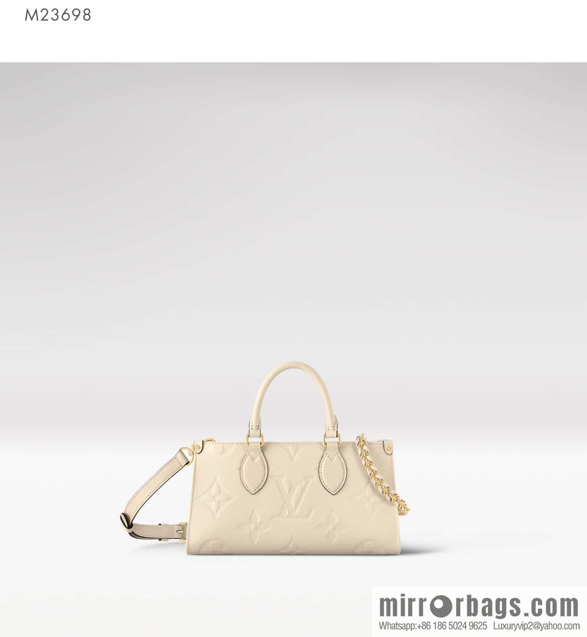 [Boutique‑grade] M23698 meters white, full leather embossed square bag series, autumn and winter new ONTHEGO EAST WEST handbag M23640