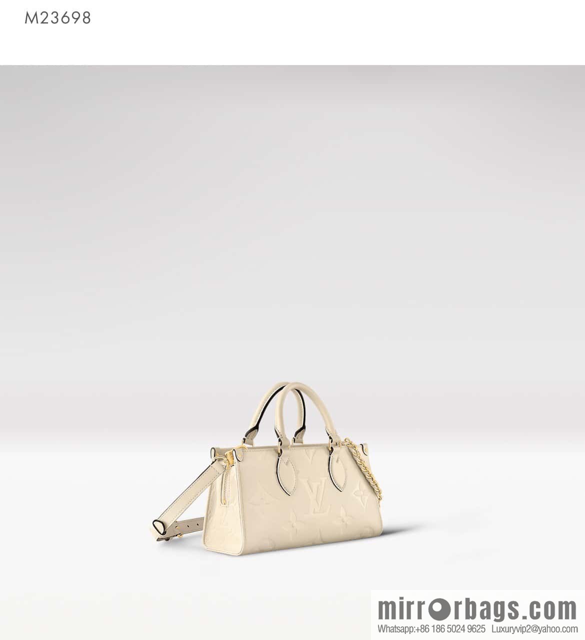 [Boutique‑grade] M23698 meters white, full leather embossed square bag series, autumn and winter new ONTHEGO EAST WEST handbag M23640