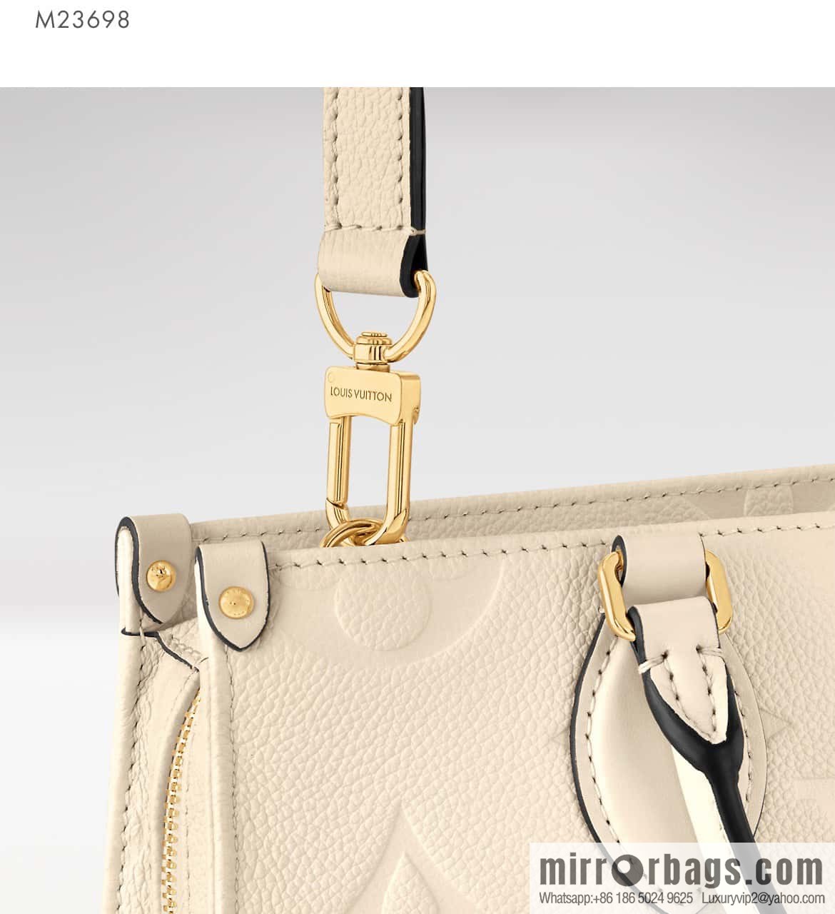 [Boutique‑grade] M23698 meters white, full leather embossed square bag series, autumn and winter new ONTHEGO EAST WEST handbag M23640