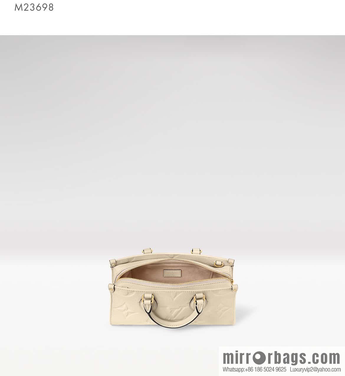 [Boutique‑grade] M23698 meters white, full leather embossed square bag series, autumn and winter new ONTHEGO EAST WEST handbag M23640
