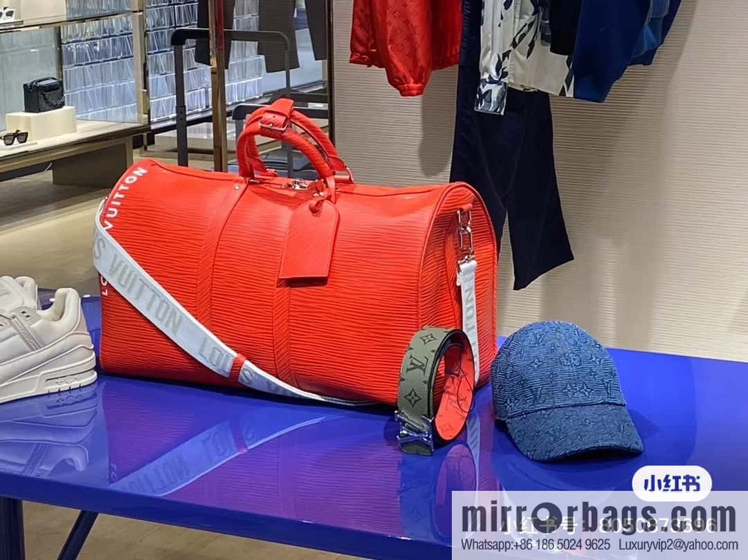 [Boutique‑grade] M23721 red epi full leather travel bag series, this Keepall Bandoulière 50 handbag