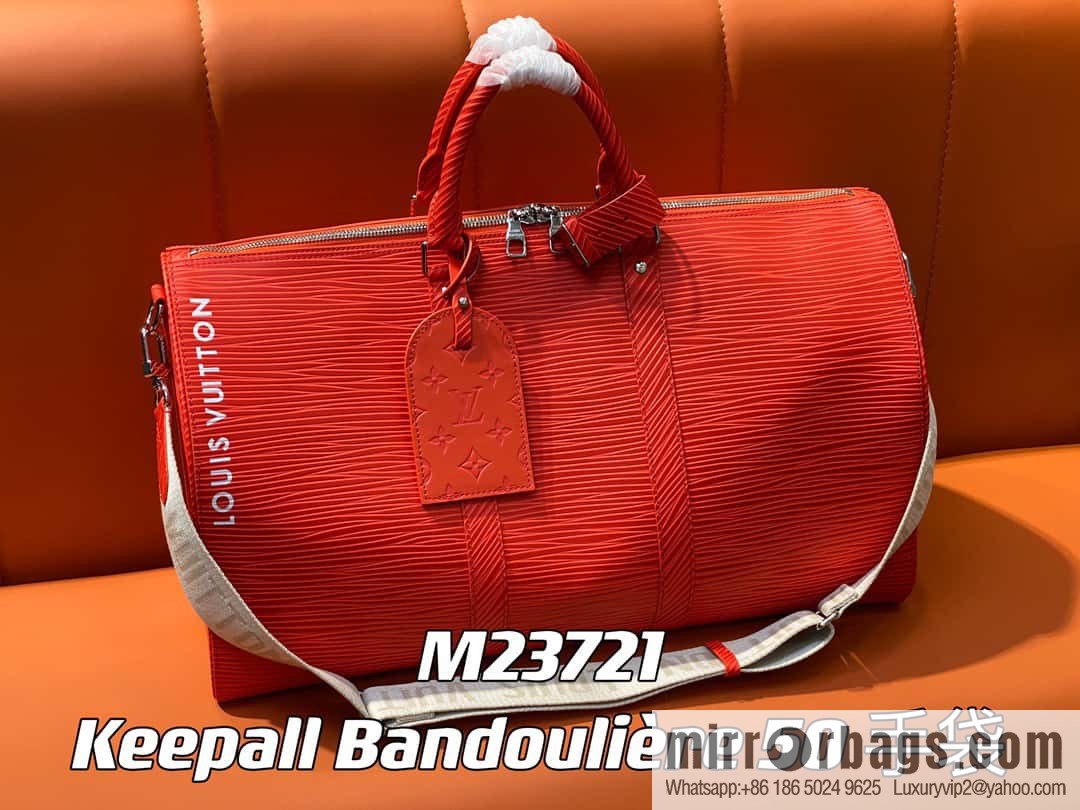[Boutique‑grade] M23721 red epi full leather travel bag series, this Keepall Bandoulière 50 handbag