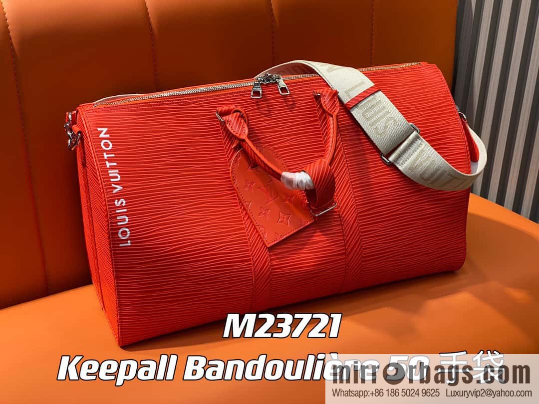 [Boutique‑grade] M23721 red epi full leather travel bag series, this Keepall Bandoulière 50 handbag