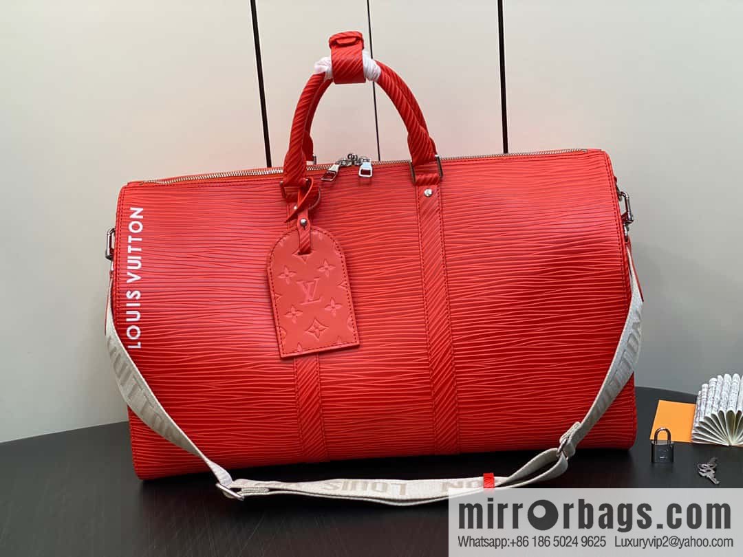 [Boutique‑grade] M23721 red epi full leather travel bag series, this Keepall Bandoulière 50 handbag