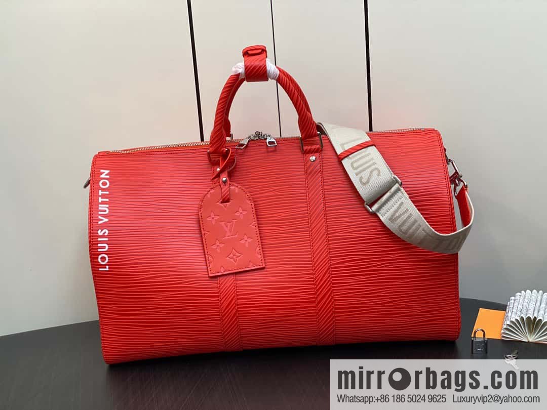 [Boutique‑grade] M23721 red epi full leather travel bag series, this Keepall Bandoulière 50 handbag