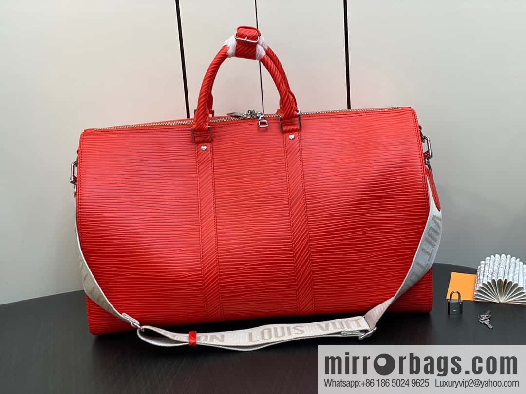 [Boutique‑grade] M23721 red epi full leather travel bag series, this Keepall Bandoulière 50 handbag