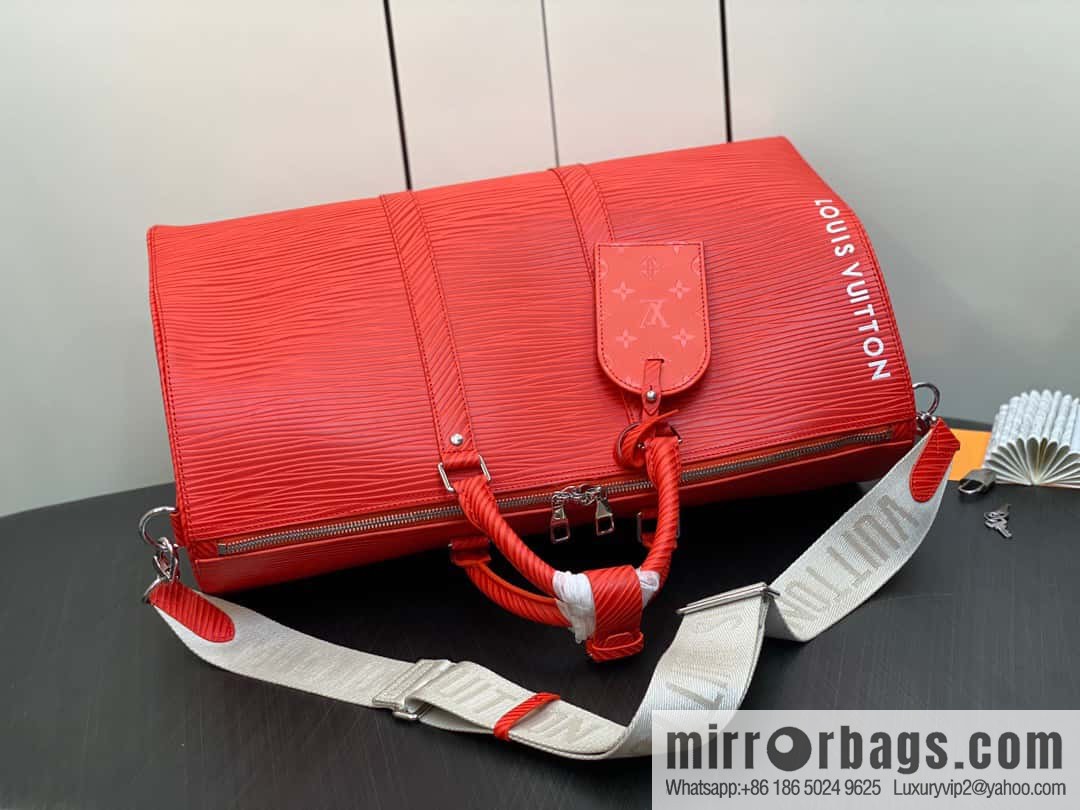 [Boutique‑grade] M23721 red epi full leather travel bag series, this Keepall Bandoulière 50 handbag