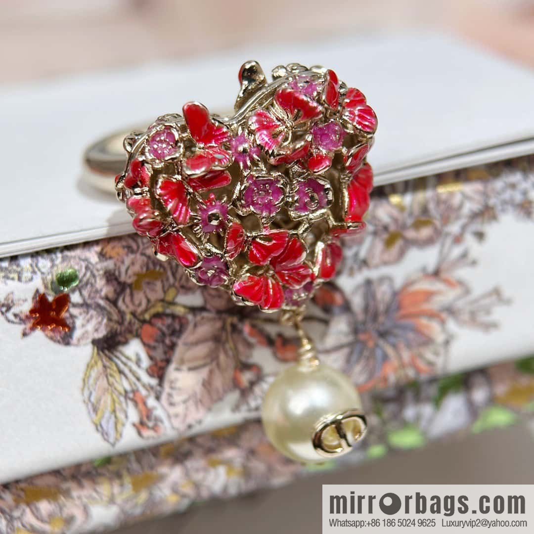 New ☑️ DIOR size pearl peach heart love ring
