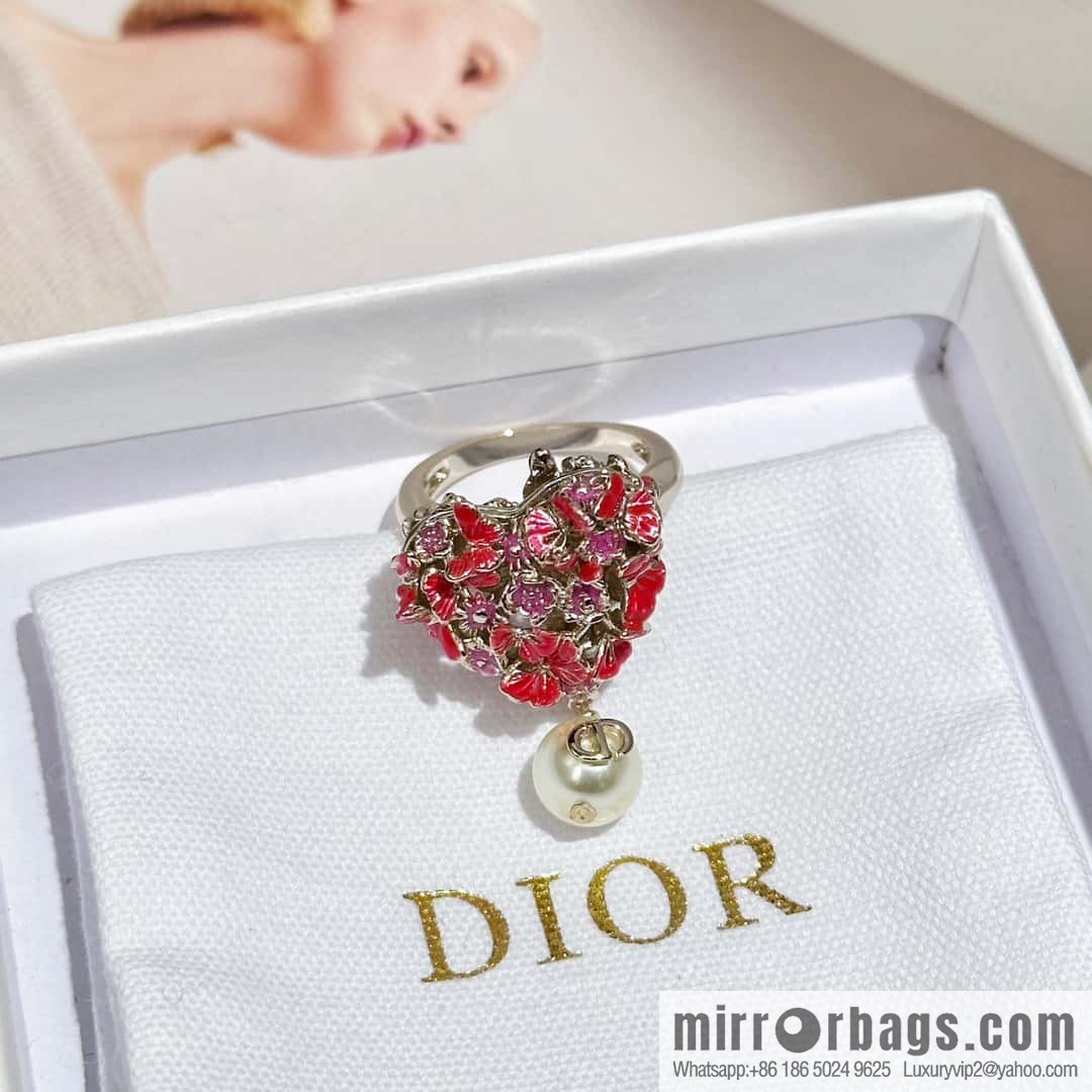 New ☑️ DIOR size pearl peach heart love ring