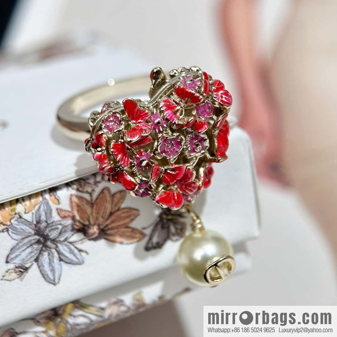 New ☑️ DIOR size pearl peach heart love ring