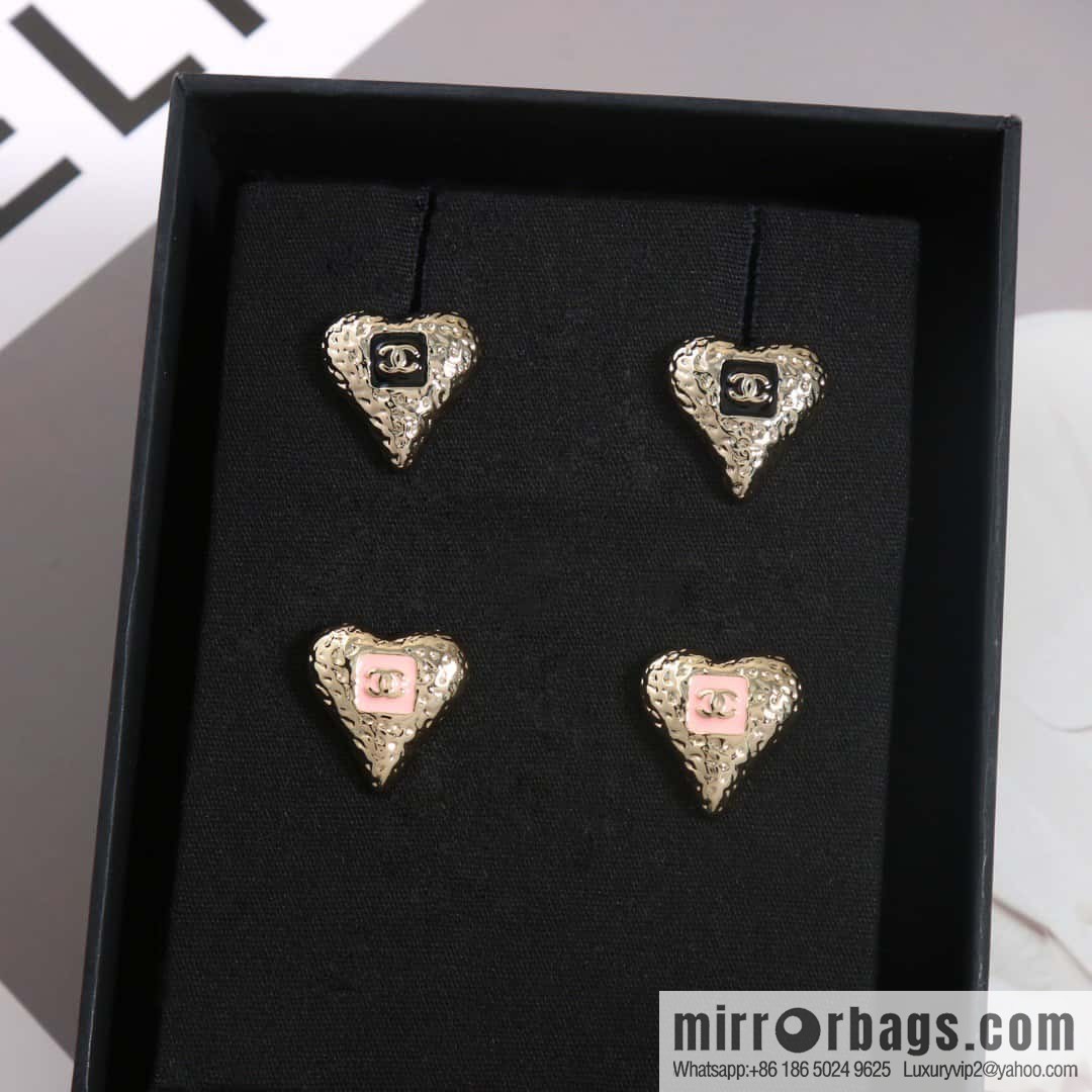 ☀️New ☑️ chanel c1 double c drip oil peach heart love earrings earrings ☀️