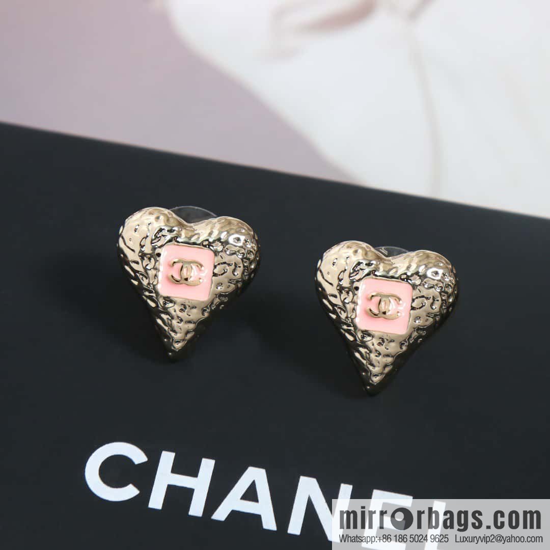 ☀️New ☑️ chanel c1 double c drip oil peach heart love earrings earrings ☀️