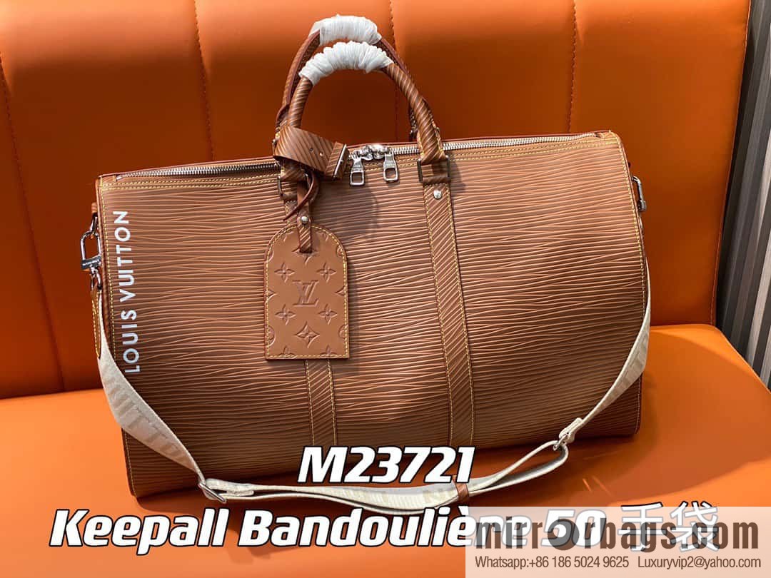 [Boutique‑grade] M23721 brown epi full leather travel bag series, this Keepall Bandoulière 50 handbag
